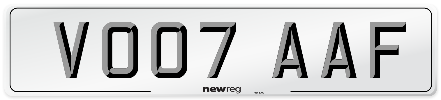 VO07 AAF Number Plate from New Reg